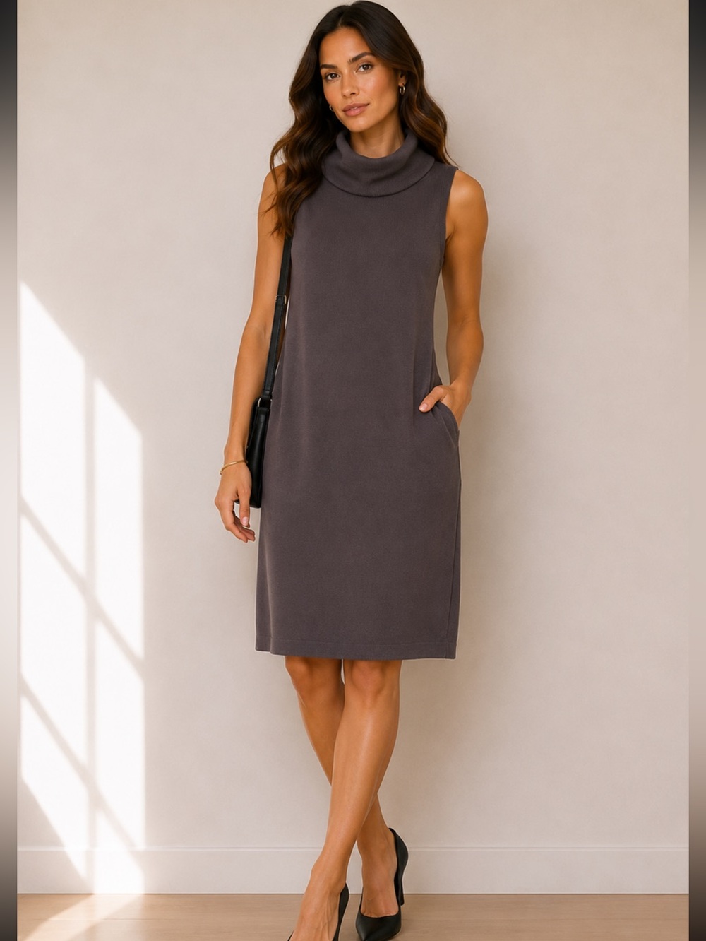 St jhon collection Santana knit cowl neck knee length sleeve less dress size 12